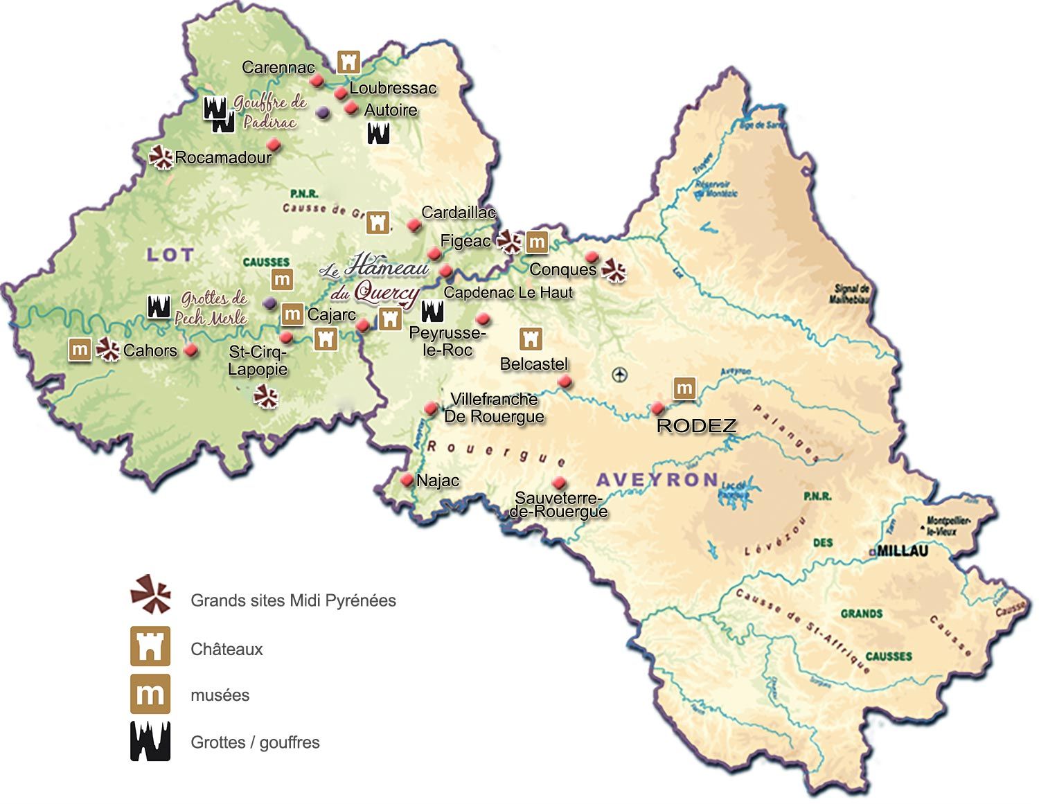 carte Lot et ouest aveyron